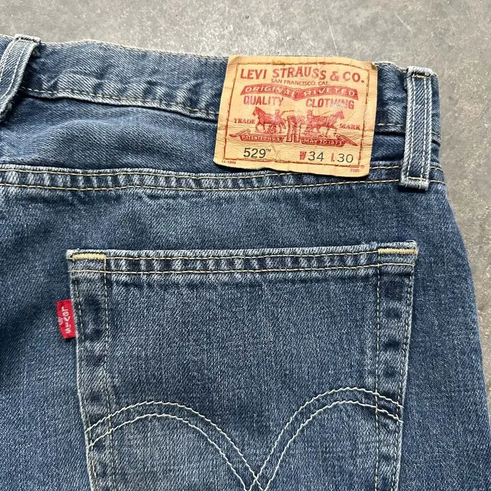Vintage Levi's 529 Wide Straight Leg Blue Denim Jeans 34x30